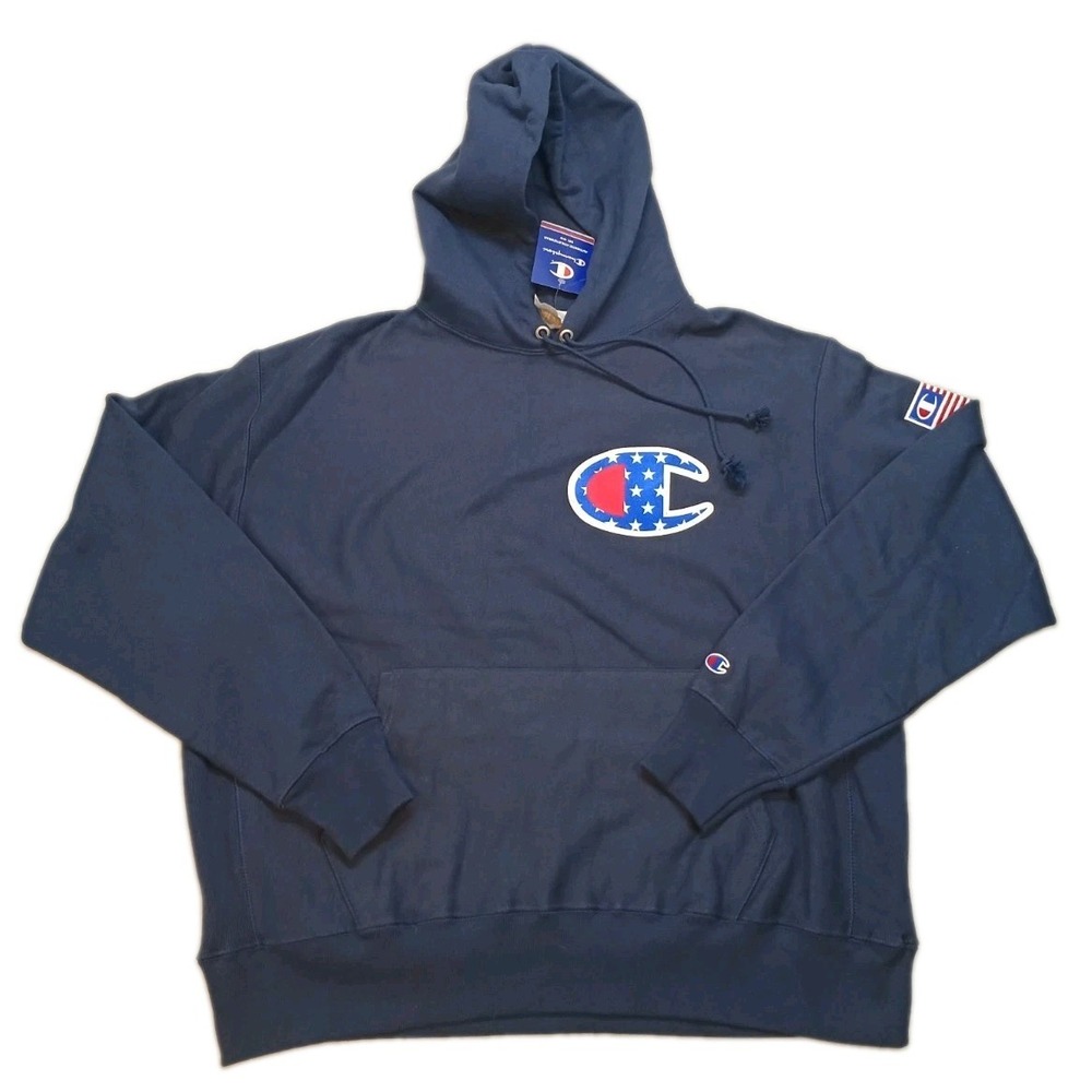 Champion NWT Reverse Weave Men's XL Navy Blue Hoodie Style TAC101NY Heavyweight